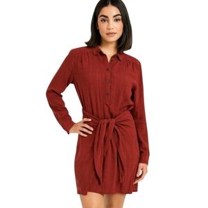MAEVE ANTHROPOLOGIE Russet Button-Up Tie Waist Dress Size 8